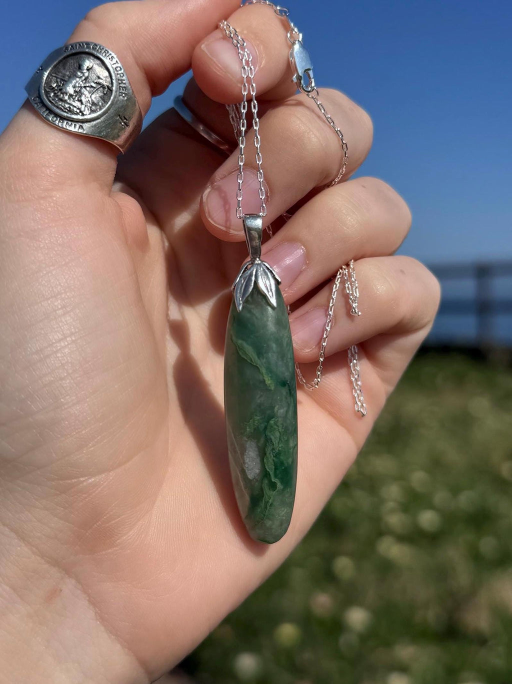 African Green Jade Pendant Necklace