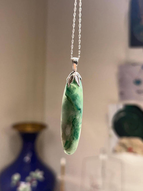African Green Jade Pendant Necklace
