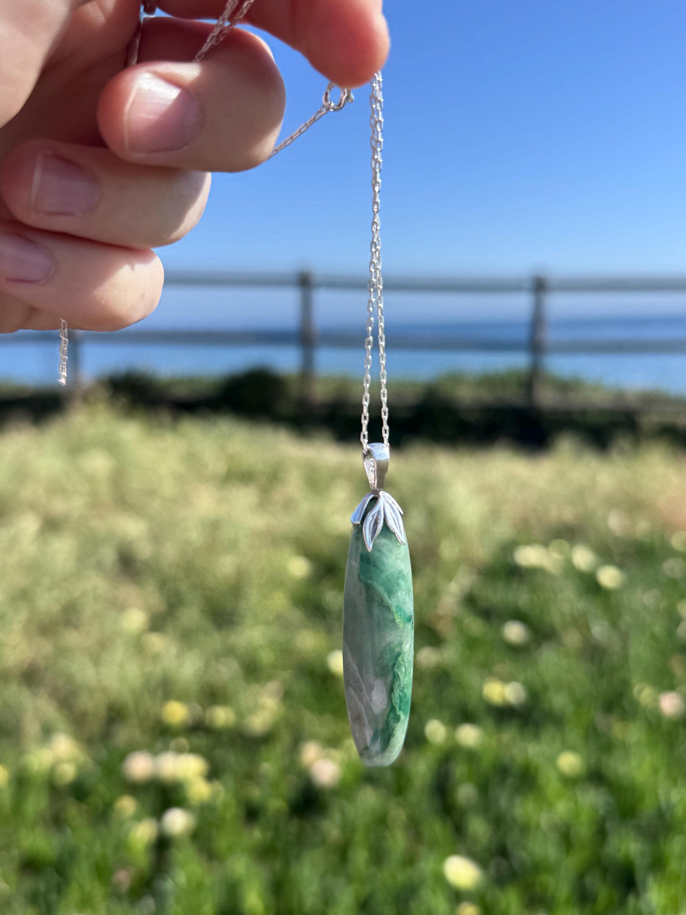 African Green Jade Pendant Necklace